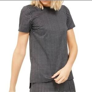 Michael Kors Womens Check Crew Neck Top Short Sleeve Size Medium